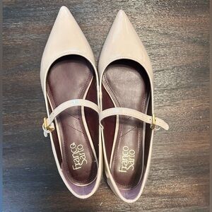 Franco Sarto Nude Patent Pointed-Toe Mary Jane Flats